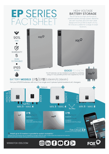 Fox ESS EP Series Battery Storage Factsheet